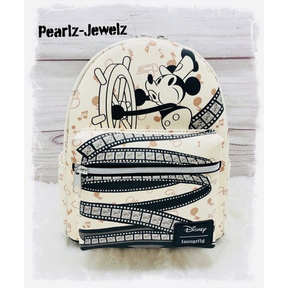 Loungefly Disney Mickey Mouse Steamboat Willie Movie Reel Mini Backpack NWT - Picture 1 of 8
